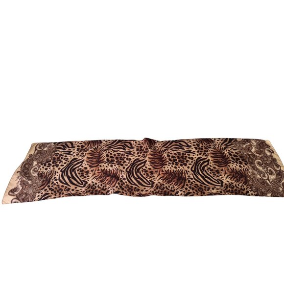 St. John Animal Print & Paisley Silk Scarf 57"x14" Luxury Womens Accessories - Picture 2 of 5
